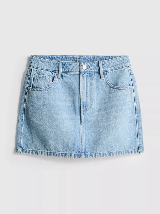 Cotton denim mini skirt