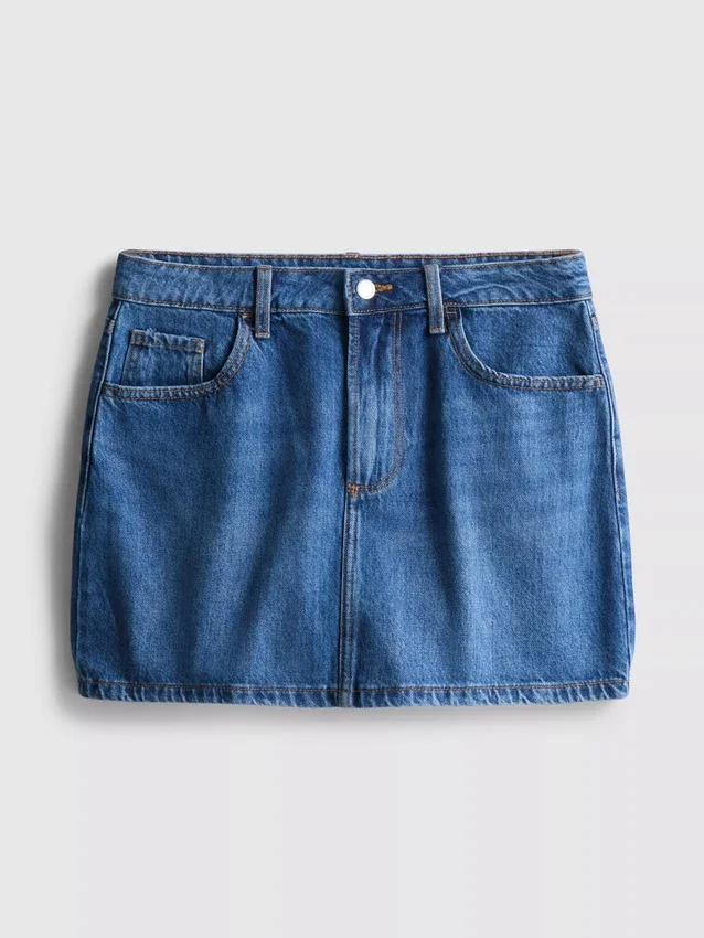 Cotton denim mini skirt