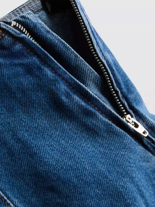 Cotton denim mini skort