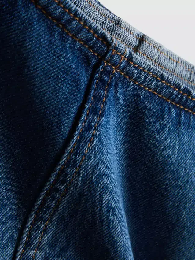 Cotton denim mini skort