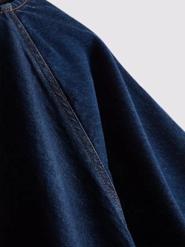 Cotton denim puff sleeve mini dress