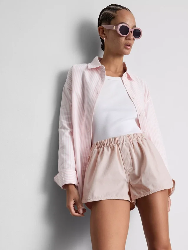 Cotton denim runner shorts