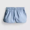 Cotton denim runner shorts