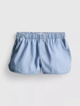 Cotton denim runner shorts