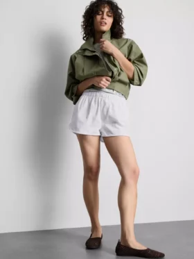 Cotton denim runner shorts