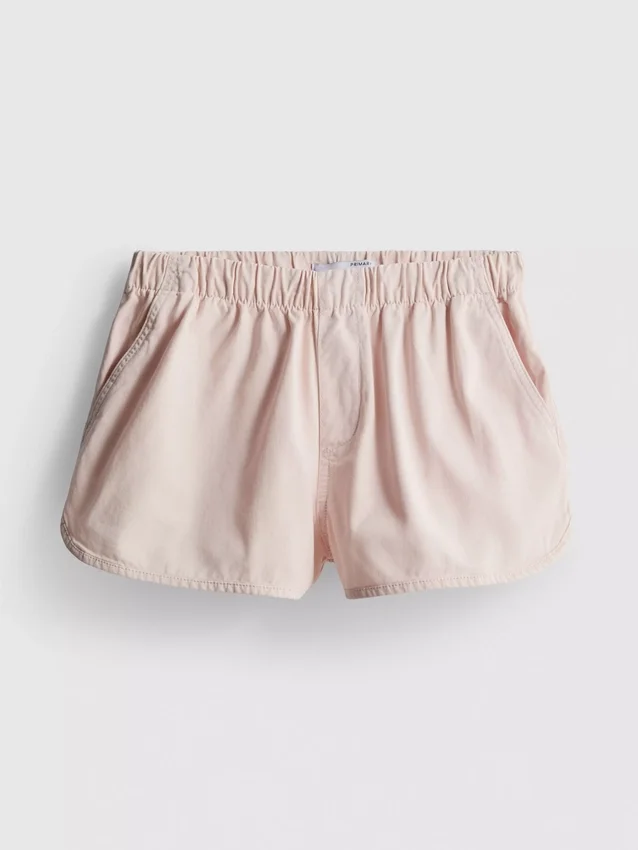 Cotton denim runner shorts