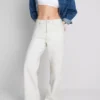 Cotton denim straight leg jeans