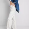 Cotton denim straight leg jeans