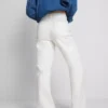 Cotton denim straight leg jeans
