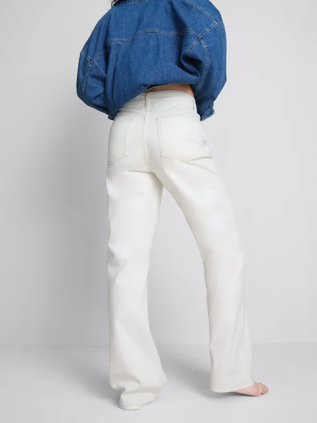 Cotton denim straight leg jeans