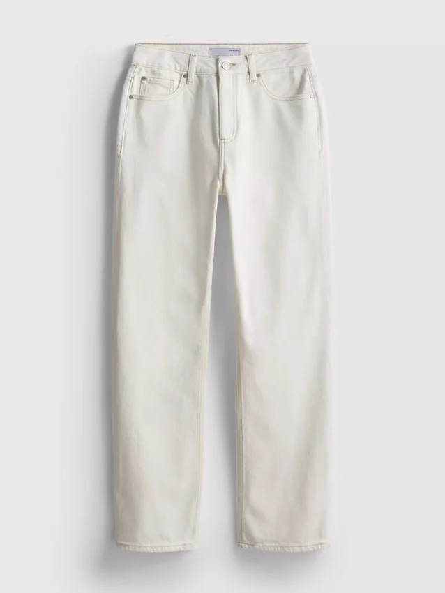 Cotton denim straight leg jeans
