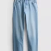 Cotton denim straight leg jeans