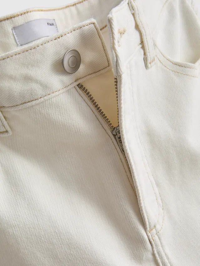 Cotton denim straight leg jeans