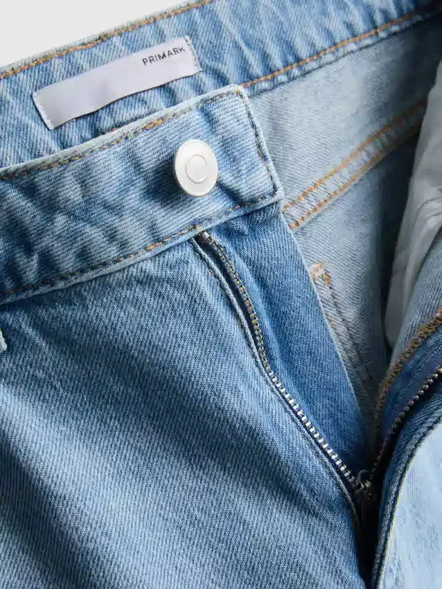 Cotton denim straight leg jeans