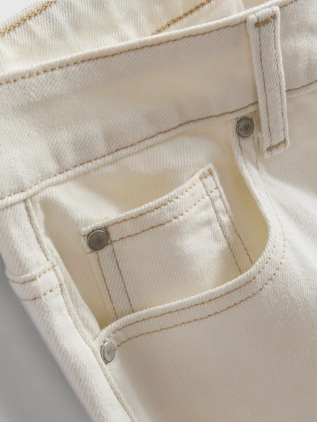 Cotton denim straight leg jeans