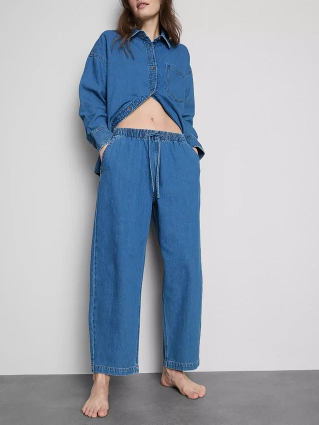 Cotton denim tapered jogger jeans