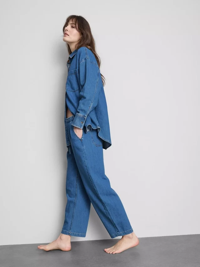 Cotton denim tapered jogger jeans