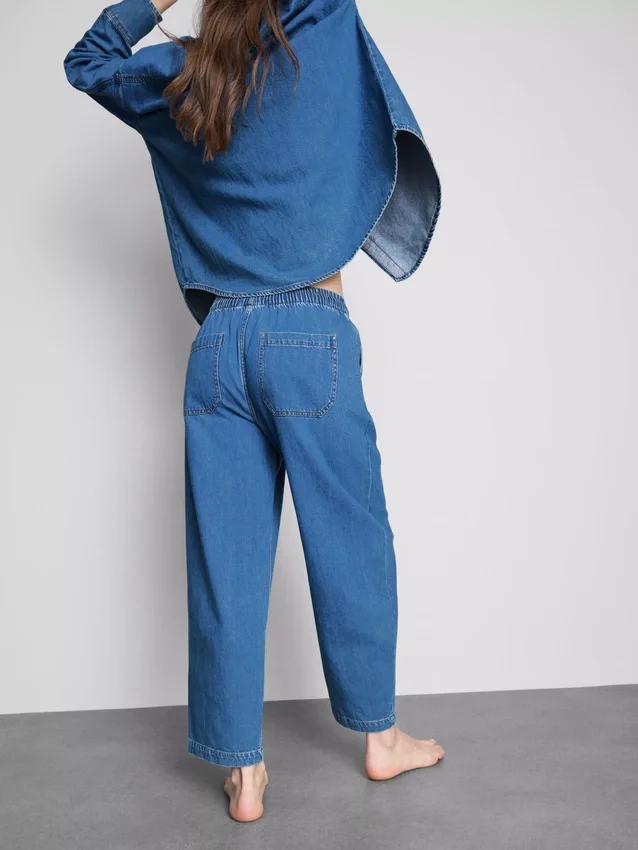 Cotton denim tapered jogger jeans