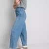 Cotton denim tapered straight leg jeans