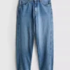 Cotton denim tapered straight leg jeans