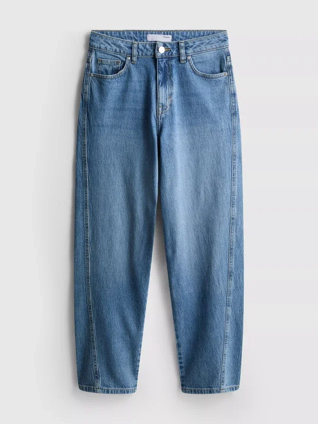 Cotton denim tapered straight leg jeans
