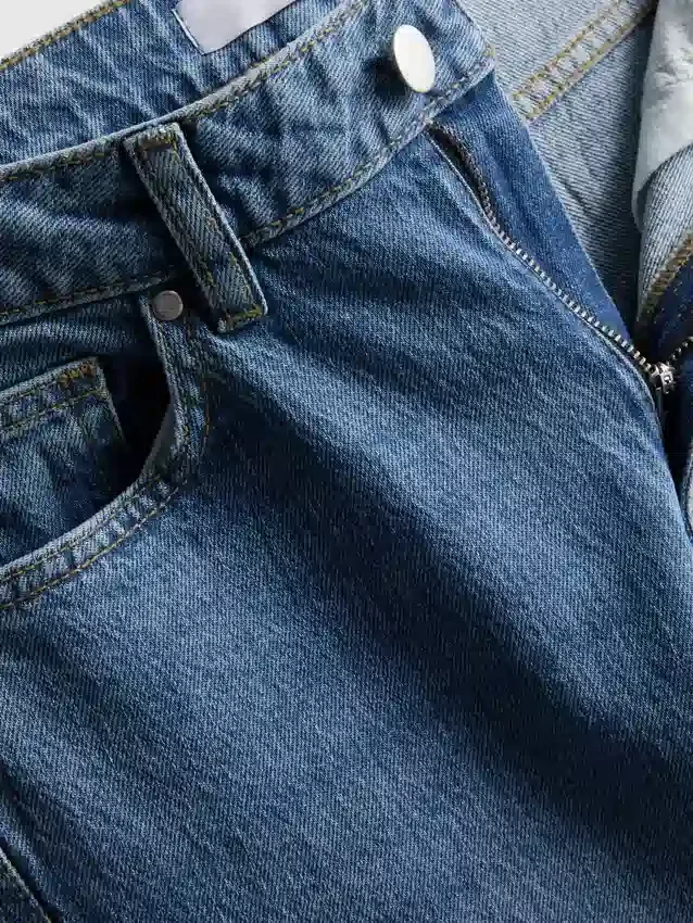 Cotton denim tapered straight leg jeans