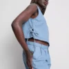 Cotton denim tie side tank top