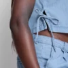 Cotton denim tie side tank top