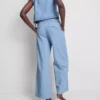 Cotton denim tie side tank top