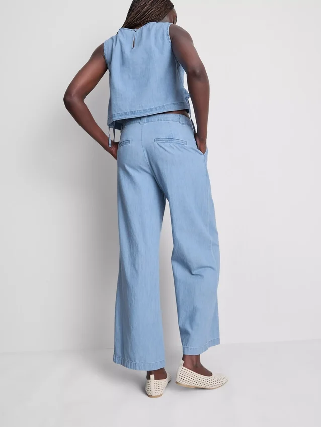 Cotton denim tie side tank top