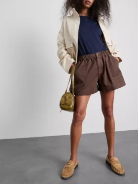 Cotton denim utility shorts