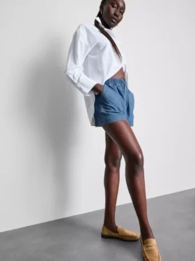 Cotton denim utility shorts
