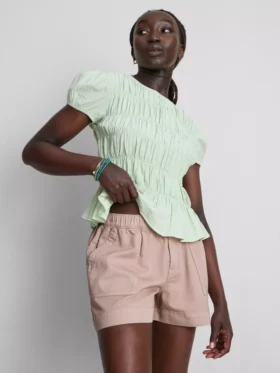 Cotton denim utility shorts