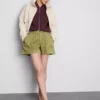 Cotton denim utility shorts