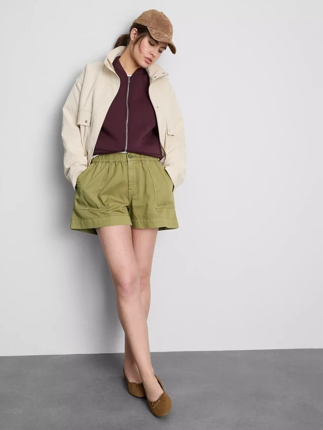 Cotton denim utility shorts