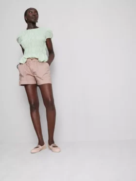 Cotton denim utility shorts