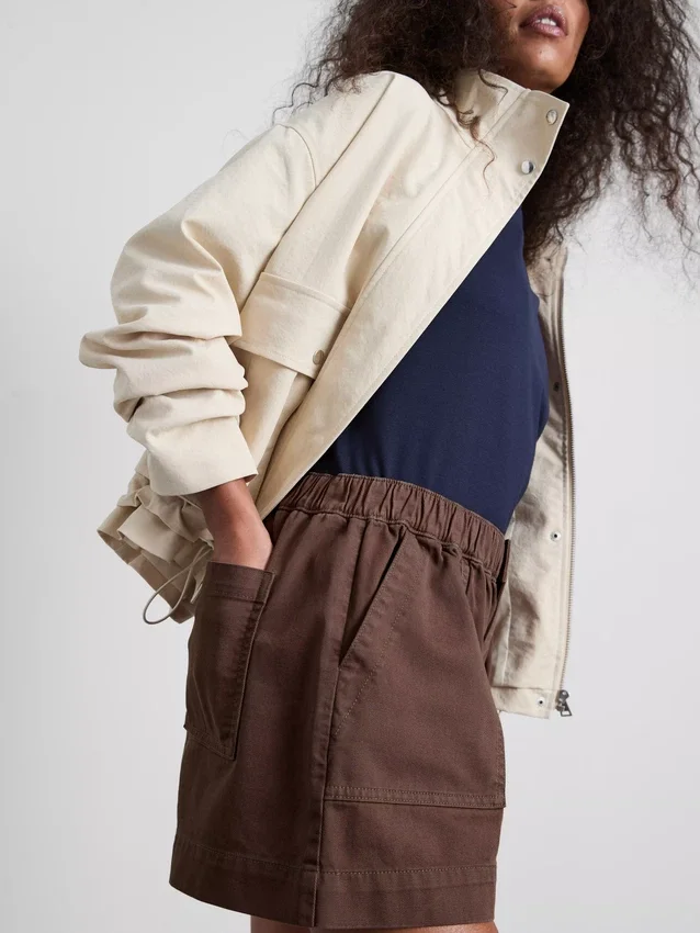 Cotton denim utility shorts