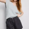 Cotton denim utility shorts