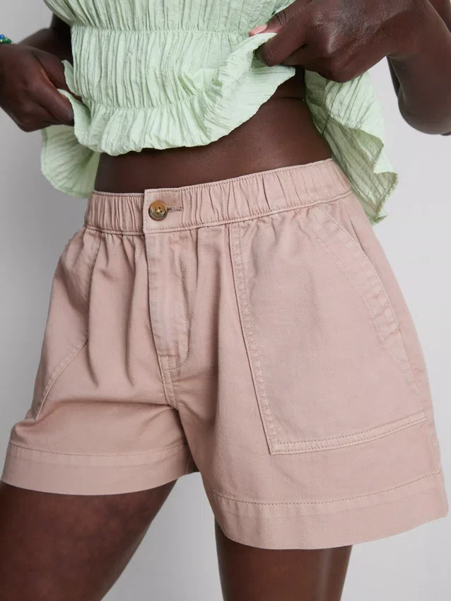 Cotton denim utility shorts