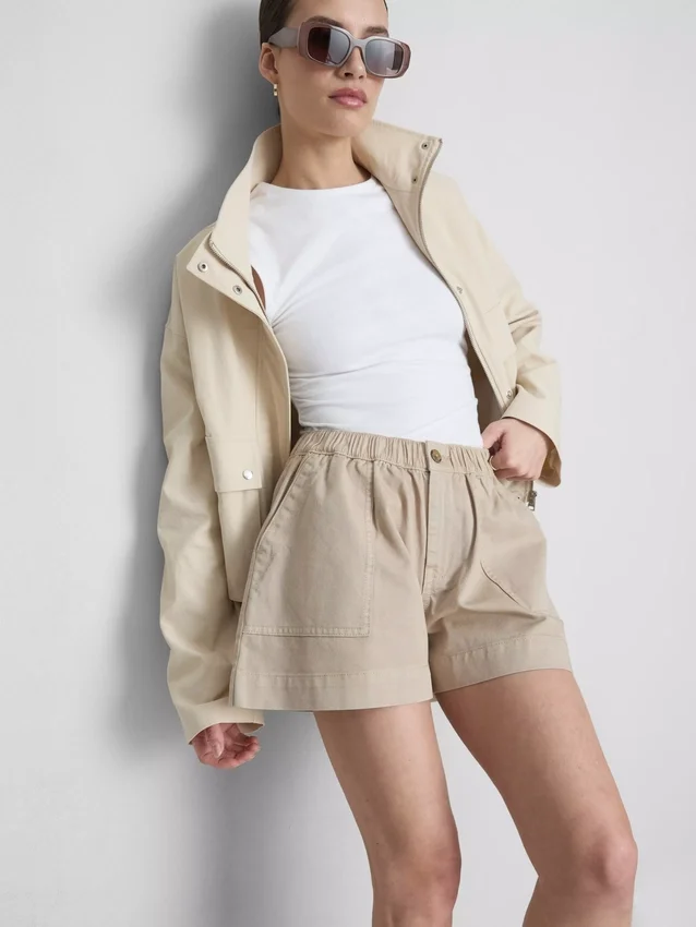 Cotton denim utility shorts