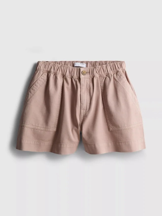 Cotton denim utility shorts
