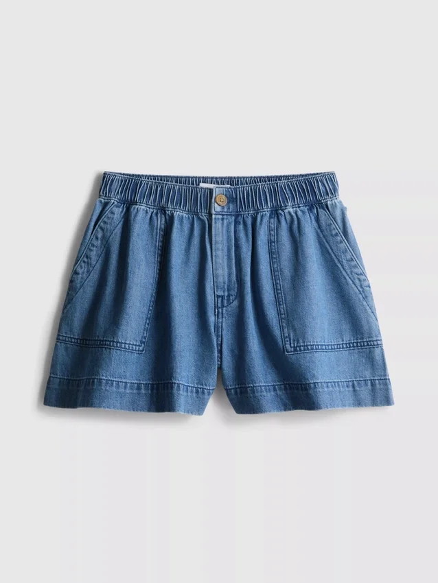 Cotton denim utility shorts