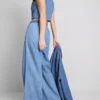 Cotton denim wide-leg tracksuit bottoms