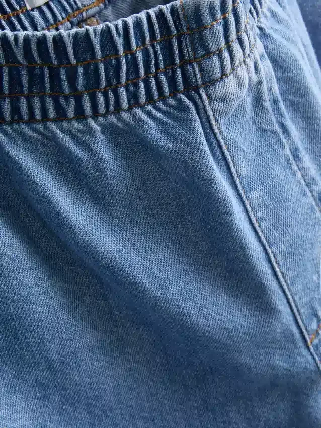 Cotton denim wide-leg tracksuit bottoms
