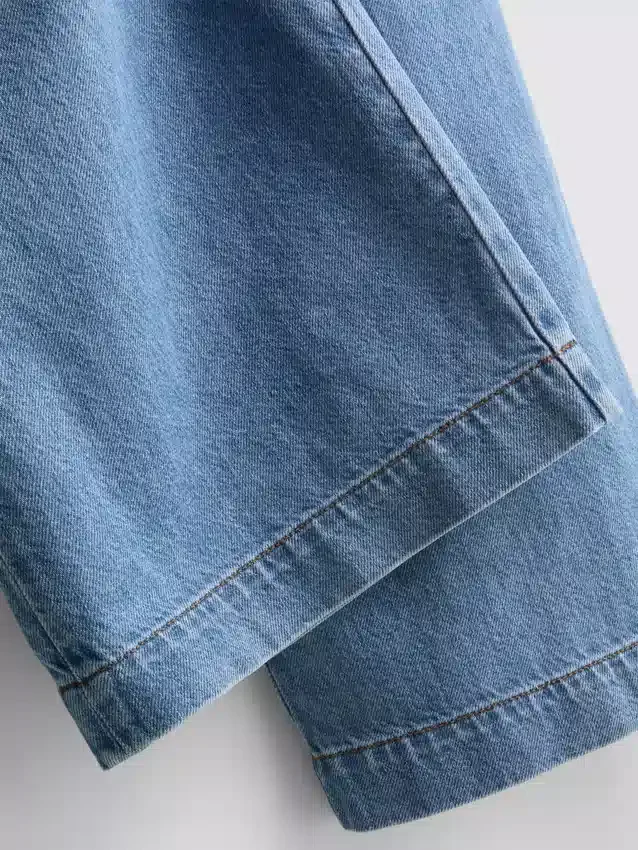 Cotton denim wide-leg tracksuit bottoms