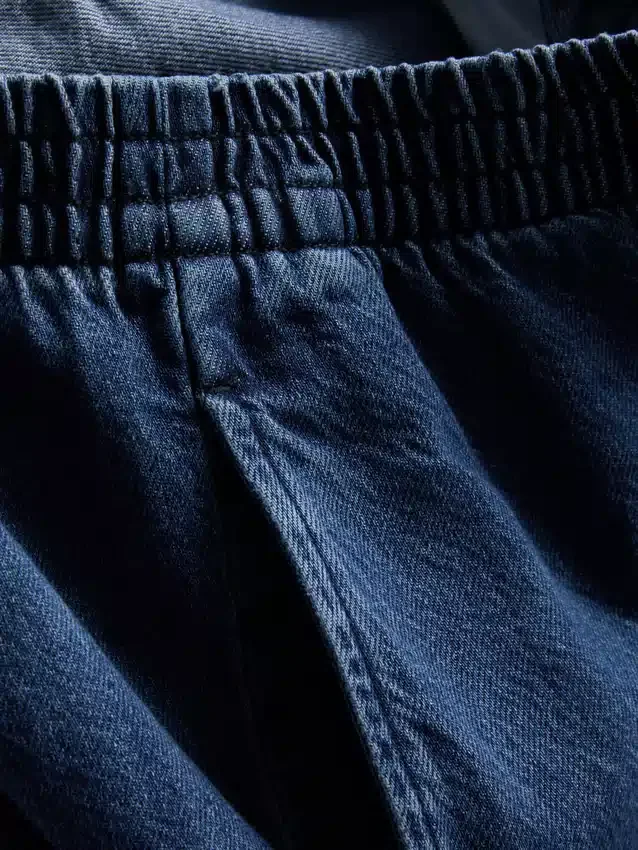 Cotton denim wide-leg tracksuit bottoms