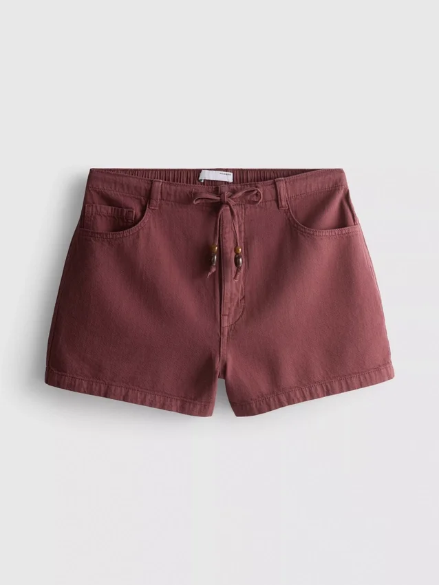 Cotton drawstring beaded casual shorts