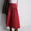 Cotton drop-waist poplin midi skirt