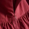 Cotton drop-waist poplin midi skirt