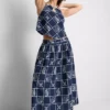 Cotton embroidered a-line midi skirt